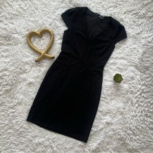 Express Black Sheath Mini Dress V-Neck Cap Sleeve